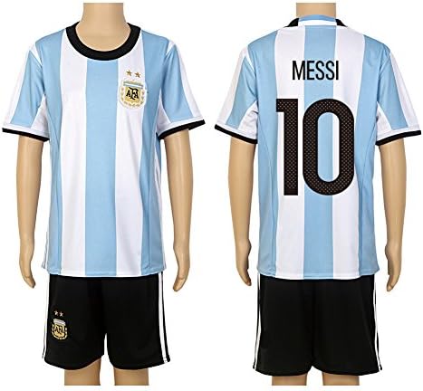 2016 Copa #10 Messi Blue &amp; White Home Kids Soccer Jersey &amp; Short Kit Set