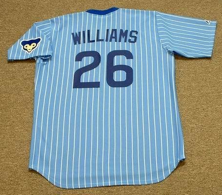 BILLY WILLIAMS Chicago Cubs Majestic Cooperstown THROWBACK Away Baseball Jersey, MEDIUM