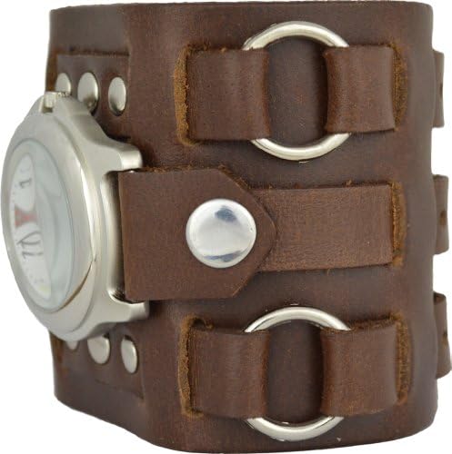 Tri Clasp Cuff Watch Brown Leather