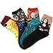 MB Women's 4 Pairs Famous Collection Painting Casual Cotton Fashion Crew Socks