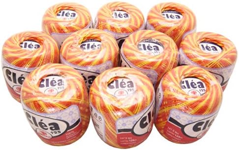 Lot 10 Balls Variegated Orange Yellow Size 10 Crochet Cotton Threads Yarn Knitting
