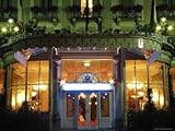 Front Entrance to the Grand Hotel Des Isles Borromees Lit at Night, Stresa, Italy Stretched Canvas Poster Print by Nancy & Steve Ross, 9x12