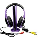 Wireless 5 in 1 Headphone ( Purple ) for Audio Device Full-channel TV PC Game Player DVD VCD MP3 MP4 CD Latpop notebook, Ipods, DVD player with 2.5mm to 3.5mm Headphone Audio Converter