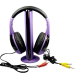 SAVE $30 - Wireless 5 in 1 Headphone ( Purple ) for Audio Device Full-channel TV PC Game Player DVD VCD MP3 MP4 CD Latpop notebook, Ipods, DVD player with 2.5mm to 3.5mm Headphone Audio Converter $15.99