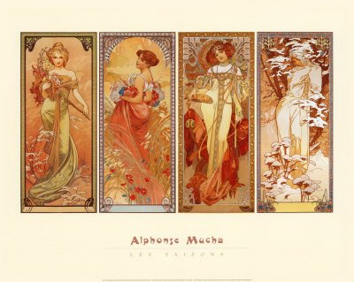 Les Saisons, 1900 Art Poster Print by Alphonse Mucha, 20x16