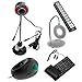 GTMax 5pcs - Flexible 5.0 Megapixel USB PC Camera Webcam with Microphone + Black USB Handheld Trackball Finger Mouse + Black USB/PS2 Flexible Silicone Keyboard + White USB Desktop Magnifier 18 LEDs Lamp + 10 Port High Speed USB Hub