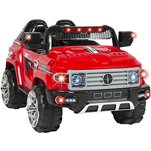Best Choice Products 12V Kids Ride On Truck Car W/ Remote Control, 2 Speeds, LED Lights, MP3, AUX Cord, Red