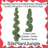 Artificial Outdoor Indoor Potted 6 foot 3 inch Boxwood Spiral Topiary Tree Plant packed in peanuts