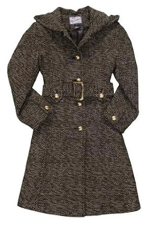 Rothschild Girls Fully Lined Wool Tweed Coat With Attached Hood