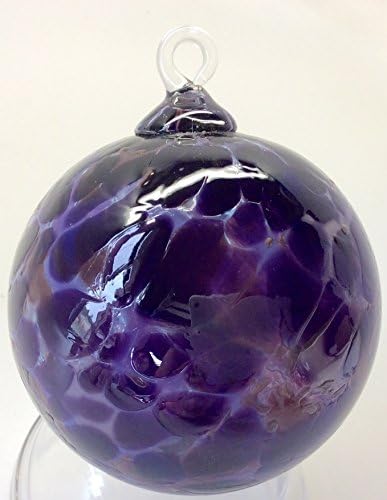 Handmade Artist Totally Blown Glass Ball Ornament 4" Purple Passion