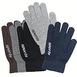 Men's Solid Color Knitted Wool Acrylic Gloves - Various Colors