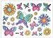 Reusable and Removable Peel and Stick Wall Decal/sticker Fantasy Butterflies (12 of Various Sizes) with Large and Small Flower Accents