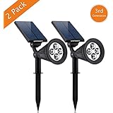 Solar Lights,URPOWER&reg; 2-in-1 Waterproof 4 LED Solar Spotlight Adjustable Wall Light Landscape Light Security Lighting Dark Sensing Auto On/Off for Patio Deck Yard Garden Driveway Pool Area(2 Pack)