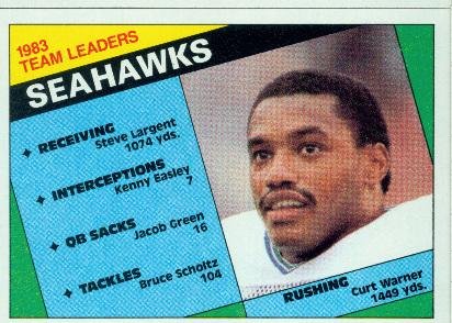 1984 Topps #188 Curt Warner TL - Seattle Seahawks (Team Leaders)(Football Cards)