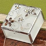 Butterfly Amber Crystal Square Glass Jewelry Box