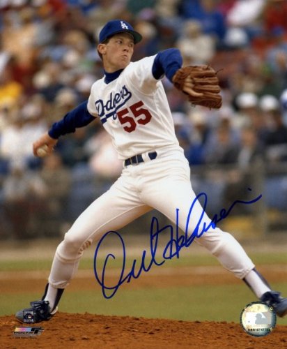 Orel Hershiser Autographed/Hand Signed Los Angeles Dodgers 8x10 Photo (White Jersey)