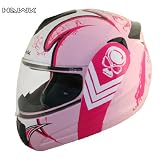 AdvancedHawkPinkQueenDualVisorFullFaceMotorcycleHelmet-Size:Large
