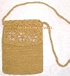 Crocheted Toyo Bag with Cowry Shell Flowers, Tan