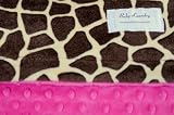Baby Laundry Double Sided Minky Blanket: Giraffe/Fuchsia Bump - Cuddle Size (14x18)