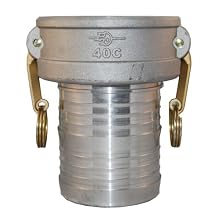 PT Coupling Basic Standard Series Aluminum Cam and Groove Hose Fitting, C-Coupler, Brass (HB) Cam Arms, 4" Coupler x Hose Shank
