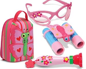 Melissa & Doug PACK: Lunch Bag + Sunglasses + Binoculars + Flashlight (Pink)