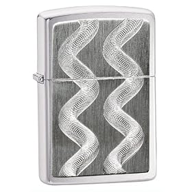 Zippo Double Twister Brushed Chrome Pocket Lighter (Silver, 5 1/2 x 3 1/2 cm)