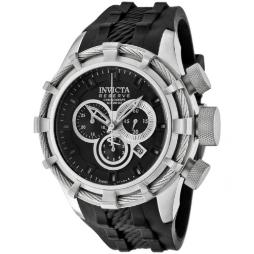 Invicta Mens 1222 Reserve Chronograph Black Dial Black Polyurethane Watch Invicta Mens 1222 Reserve Chronograph Black Dial Black Polyurethane Watch