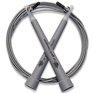 Jump Rope + Workout EBook - Adjustable 9 Foot Cable Speed Rope With Ergonomic Handles - Best For CrossFit, MMA, Boxing, Bodybuilding, Double Unders and Cardio Workouts - Lifetime Warranty & Bonus Jump Rope Workout EBook