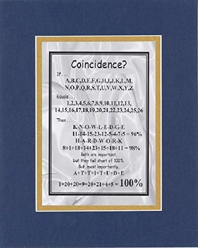 GoodOldSaying - Poem for Inspirations - Coincidence? . . . Poem on 11 x 14 inches Double Beveled Matting (Blue On Gold)