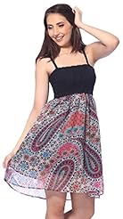 Shirred Sheer Paisley Chiffon Short Party Dress 