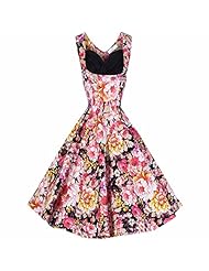 Floral Print Plaid Print Polka Dot Print Vintage Cotton  Dress