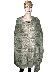 Olive Green Womens Wrap Jamawar India Pashmina Shawls Wrap Sofa Throw