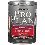 Pro Plan Canned Dog Food, Adult Classic Beef and Rice Entrée (Pack of 12 13 Ounce Cans)