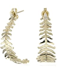 Mizuki 14k Small Curved Quill Hoop Earrings with Diamonds Posts