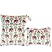 Damero 2pcs Travel Wet and Dry Bag, Reusable Wet Bags Organizer with Two Zippered Pocket for Cloth Diaper, Pumping Parts, Swimsuit and Gym, Elephants