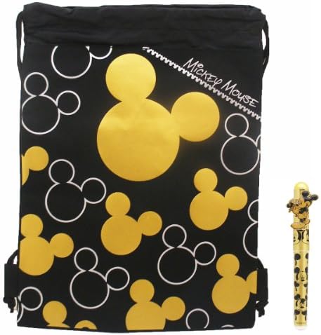 Disney Mickey Mouse Gold Drawstring Bag with Pen