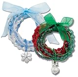 Set of 10 Christmas Holiday Beaded Stretch Bracelets w  Charm