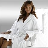 White Turkish Terry Velour Bathrobe - Brightened White, 52 Inch