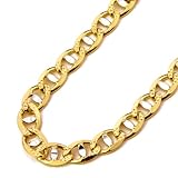 IMAGE OF 14K Yellow and White 2 Tone Gold 9.2mm Concave Mariner Chain Necklace with Lobster Claw Clasp - 18