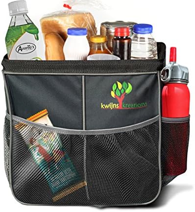 Car Garbage Can - Expandable WaterProof Storage Organizer &amp; Trash Bag XLarge - 3 Side Pockets for Toys, Snacks, Drinks
