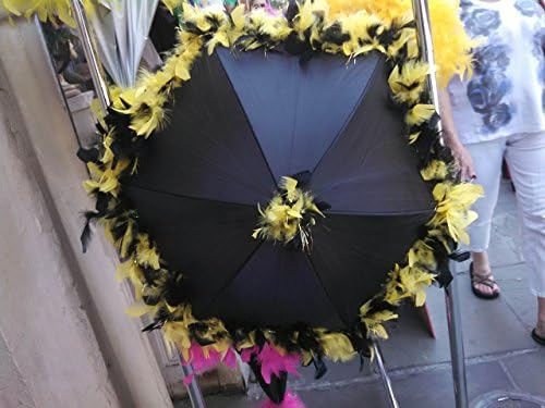 New Orleans Saints Black Second Line Umbrella with Black and Yellow Feather Accent