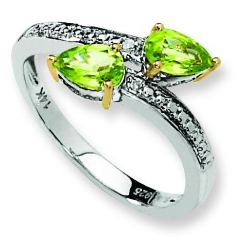 Ster Silver 14K Gold IJ| Diamond & Peridot Fashion Ring