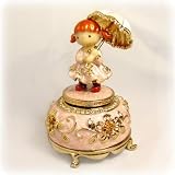 Precious Girl with Umbrella Music Box set with Swarovski Crystals Plays 