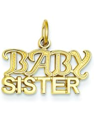 14K Yellow Gold Baby Sister Charm Sis Pendant Jewelry
