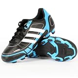adidas Ezeiro II TRX FG Soccer Cleat (Little Kid/Big Kid),Black/White/Cyan,13.5 M US Little Kid