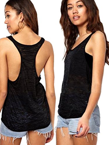 SEXYWG Women Summer Vest Sexy Backless See-Through Loose Tank Top