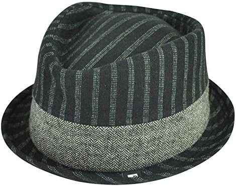 Block Headwear Brand Pinstripe Herringbone Blk Fedora Stetson Trilby Hat Large