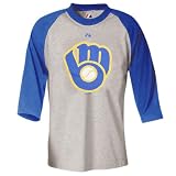 Milwaukee Brewers 1970-1993 Cooperstown Logo 3/4 Sleeve Raglan Shirt