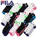 12 Pr Womens/Girls FILA Shock Dry Ankle Socks Sport Low Cut Colorful Black White