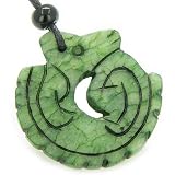 Good Luck And Protection Talisman Dragon Green Jade Necklace